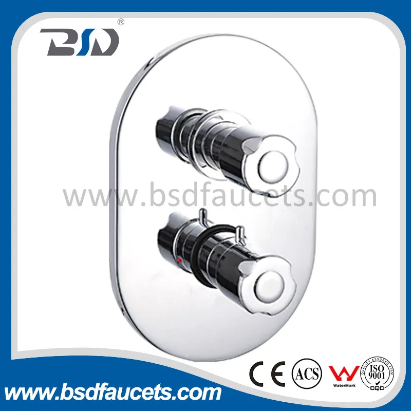 Copper Chrome Twin (Concealed) Thermostatic Shower Valve with Oval Plate