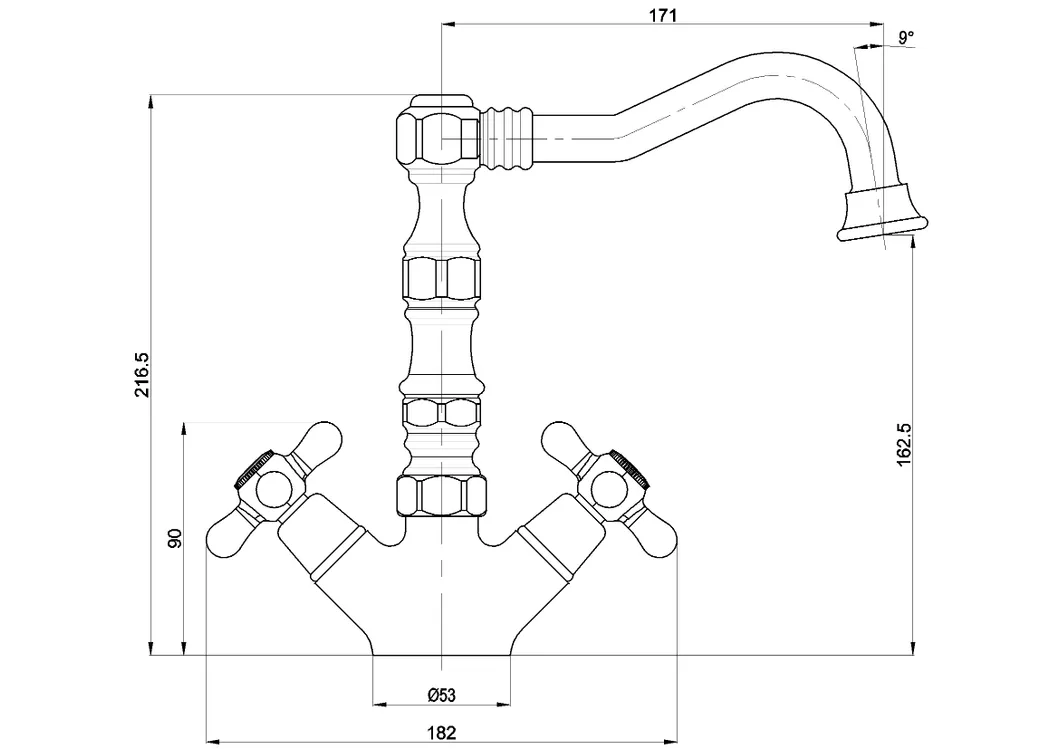 Deck Mounted Chrome Plated Kitchen Sink Faucet