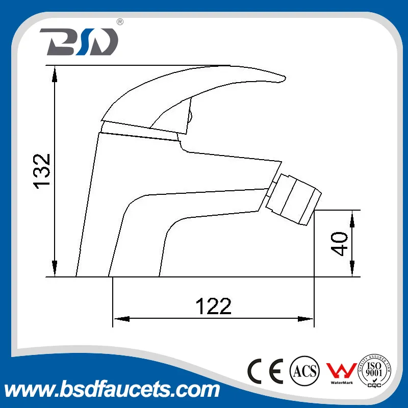 Deck Mounted Chromed Bathroom Brass Bidet Faucet with Single Handle