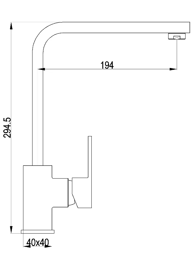 Deck Mounted Single Hole Square Brass Kitchen Faucet