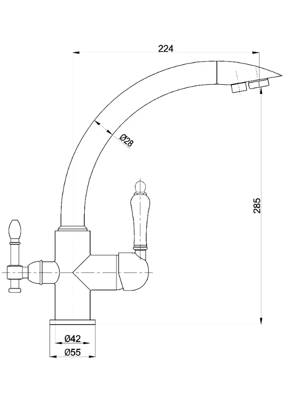Double Handle 3 Way Kitchen Faucet for Filter Drinking Water