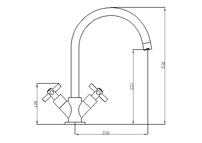 Double Handle High Neck Brass Chrome Kitchen Faucet Sink Mixer