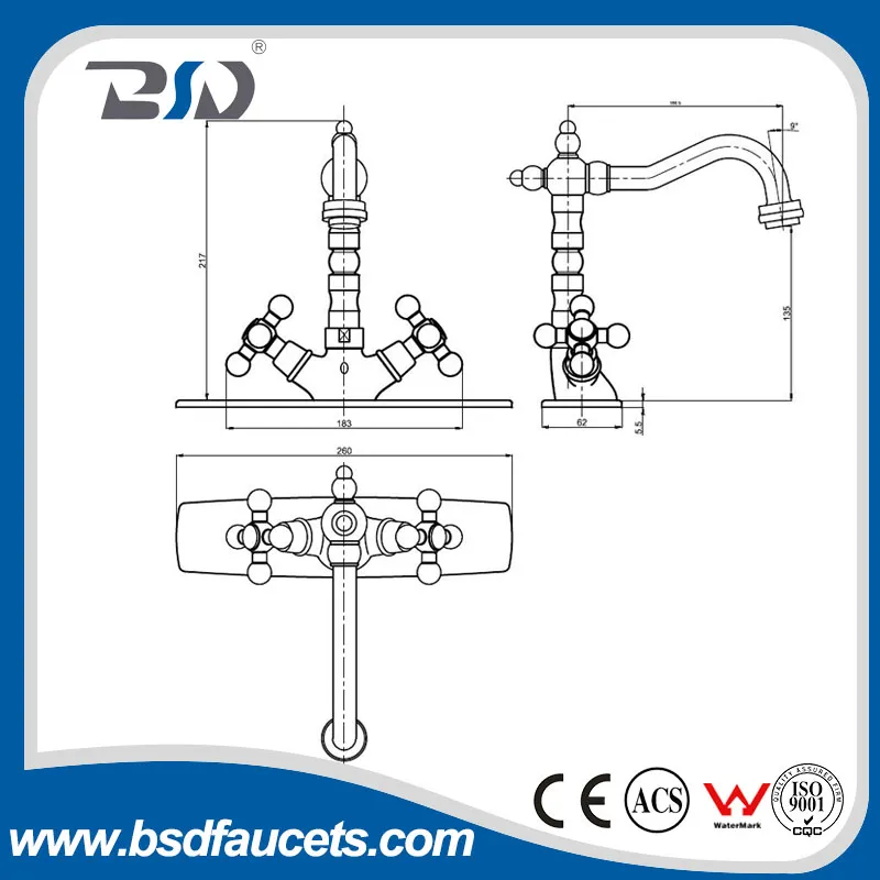 Double Handle Sink Mixer with Base Plate