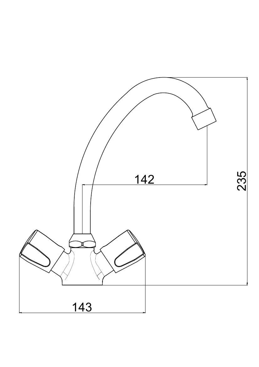Double Handles Deck Mounted Swiving Spout Water Kitchen Faucets