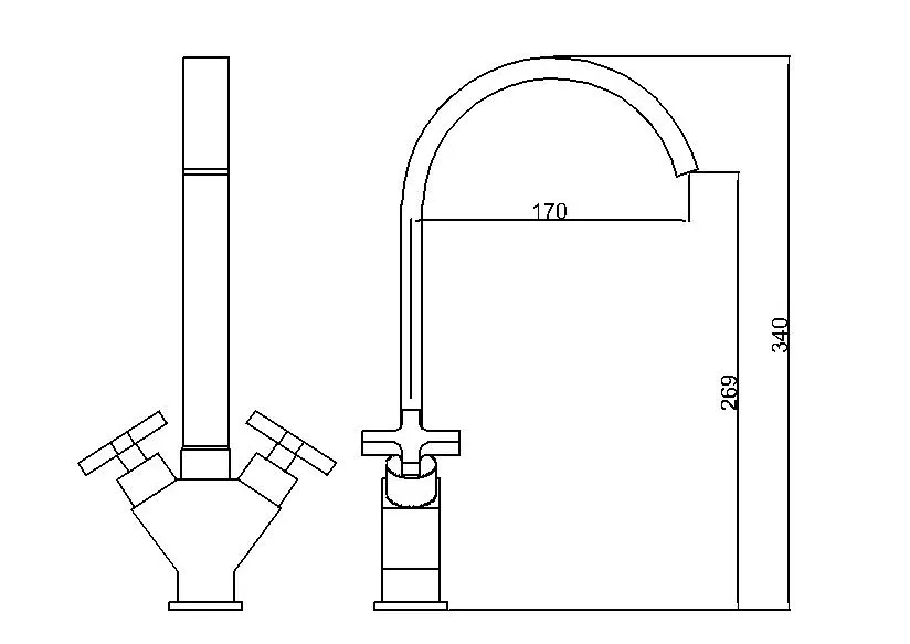 Double Handles Sink Mixer Bathroom Chromed Deck Mount Kitchen Faucet