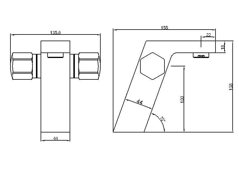 Double Handles Square Brass Bathroom Chrome Washing Basin Faucet Mixers
