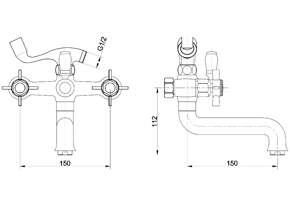 Double Lever Brass Spout Bath Shower Faucet