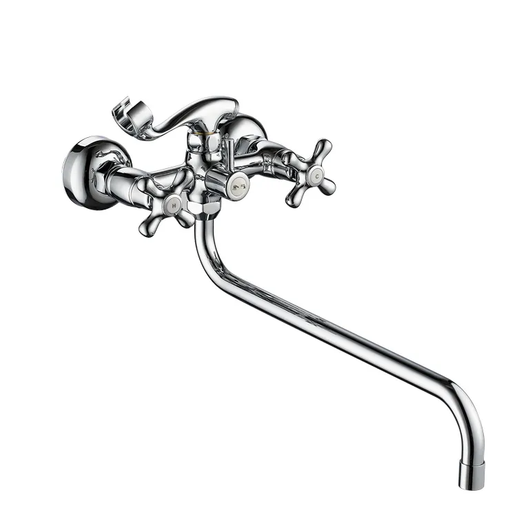 Double Lever Long Spout Bath Shower Mixer