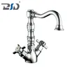 Dual Cross Lever Chrome Polished Kitchen Mixer Brass Sink Faucet