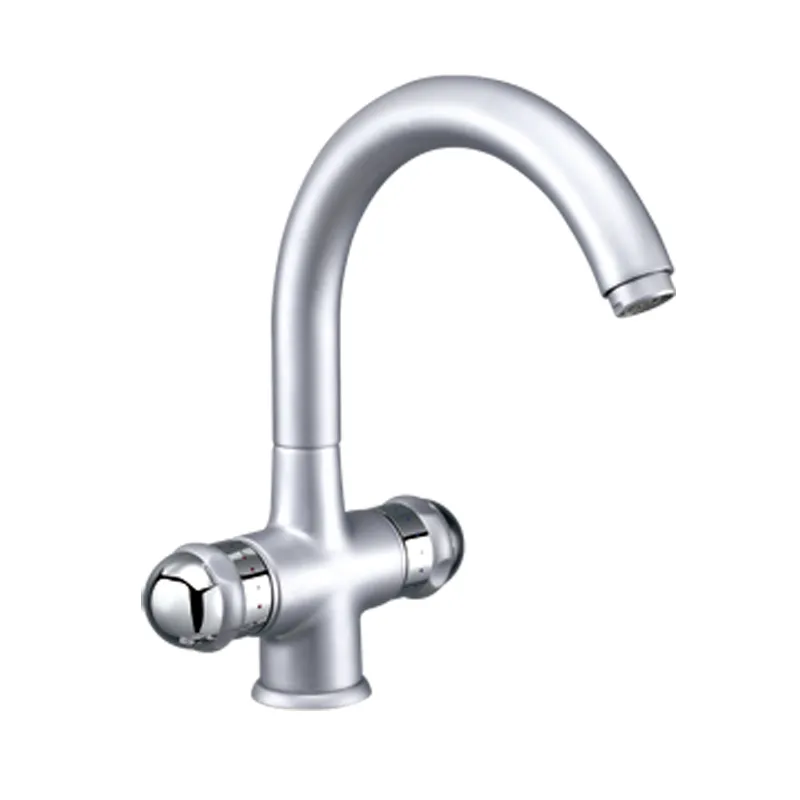 Dual Handle Brass Stain Chrome Kitchen Faucet
