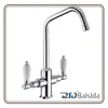 Dual Handle Deck Mount Chrome Brass Kitchen Stopcock Sink Faucet