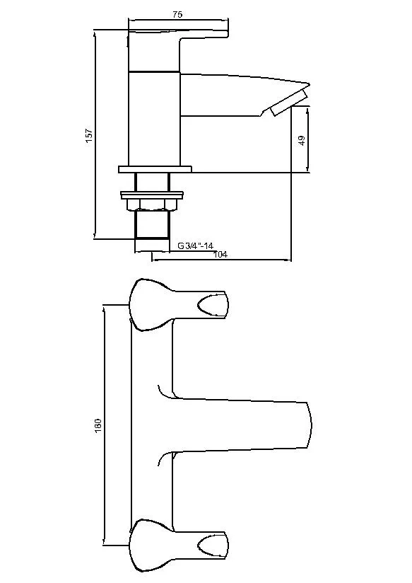 Dual Handle Deck Mounted Bath Filler 3/4"
