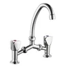 Dual Handles Chrome Bridge Design Swiving Spout Kitchen Faucet