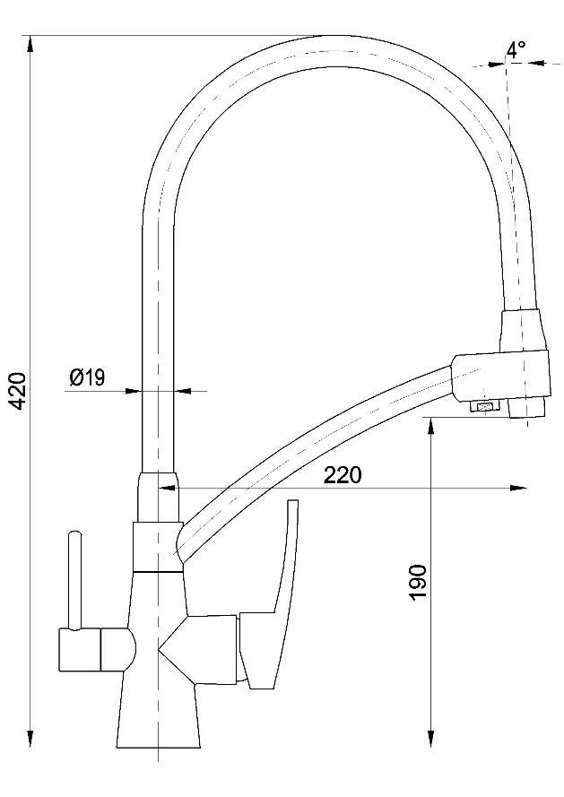 Dual Handles Chrome Colour Silicone Spout Three Way Drinking Water Kitchen Faucet