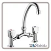 Dual Handles Chrome Deck Mounted Sink Mixer Brass Kitchen Faucet