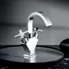 Dual Handles Finished Chrome Deck Mounted Bathroom Basin Sink Tap Mixer Faucet