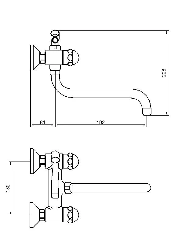 Dual Lever Bath Mixer Chromed Wall Mounted Bathroom Bath Faucet