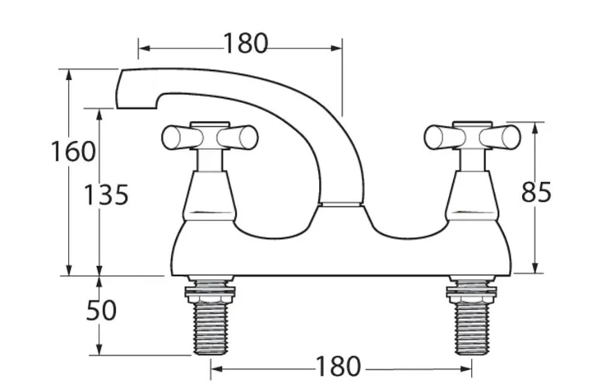 Easy Use Deck Mounted Double Handles Bathroom Sink Mixer Faucet
