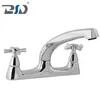 Easy Use Deck Mounted Double Handles Bathroom Sink Mixer Faucet