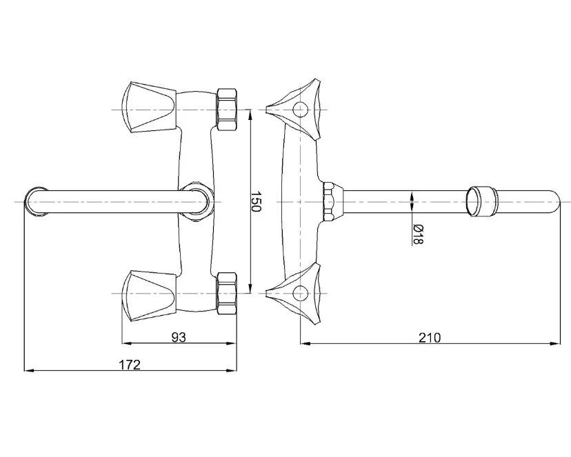 Economic Dual Handles Wall Mounted Basin Sink Faucet