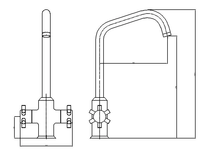 Economic Kitchen Faucet Double Handle Square Kitchen Faucet