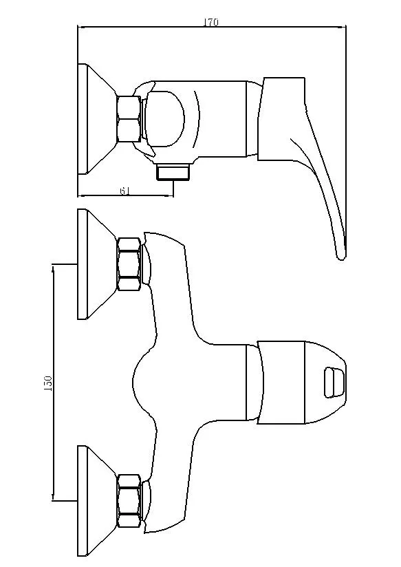 Economic Modern Single Lever in Wall Shower Faucet