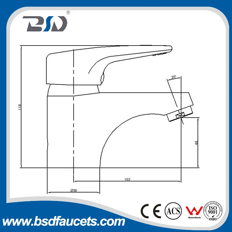 Economic Single Handle Brass Basin Mixer Chromed