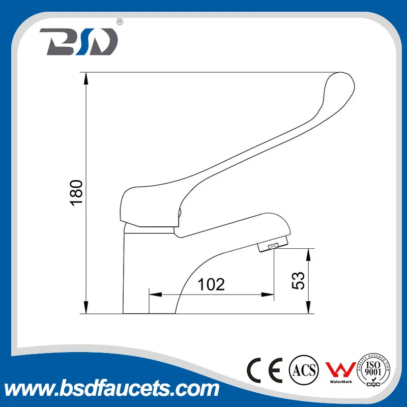 Economic Single Long Lever Brass Chrome Finish Water Basin Faucet