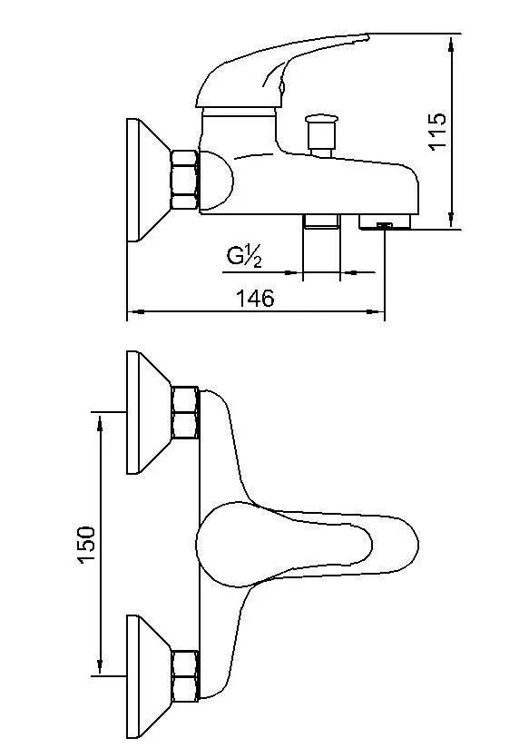Economical Brass Single Lever Massage Bathtub Mixer Chrome Tap