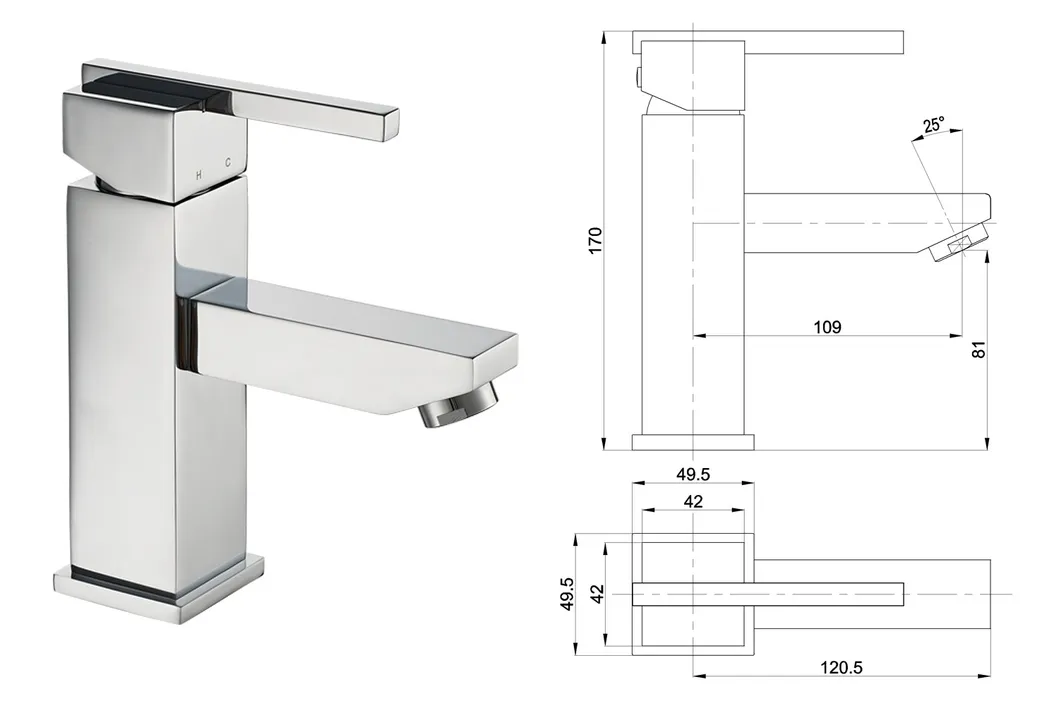 Fine Fixtures Contemporary Squared Single Hole Vessel Lever Bathroom Faucet