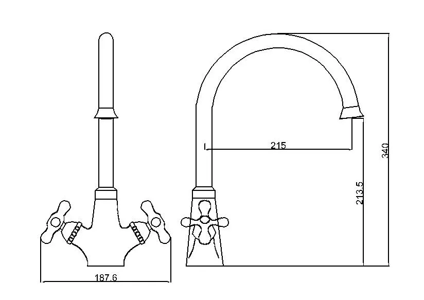 Goose Neck Deck Mounted Double Handle Kitchen Tap
