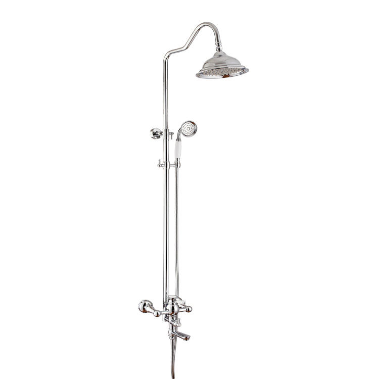 Chrome Plated Single Ceramic Handle Luxury Brass Shower Set Complete With S.S Shower Head and Bras Hand Shower