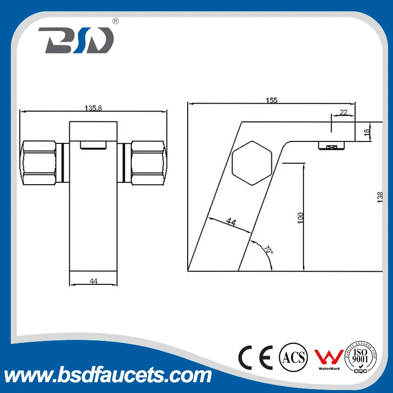 Heavy Design Chrome Basin Faucet Mixer with Brass Double Lever