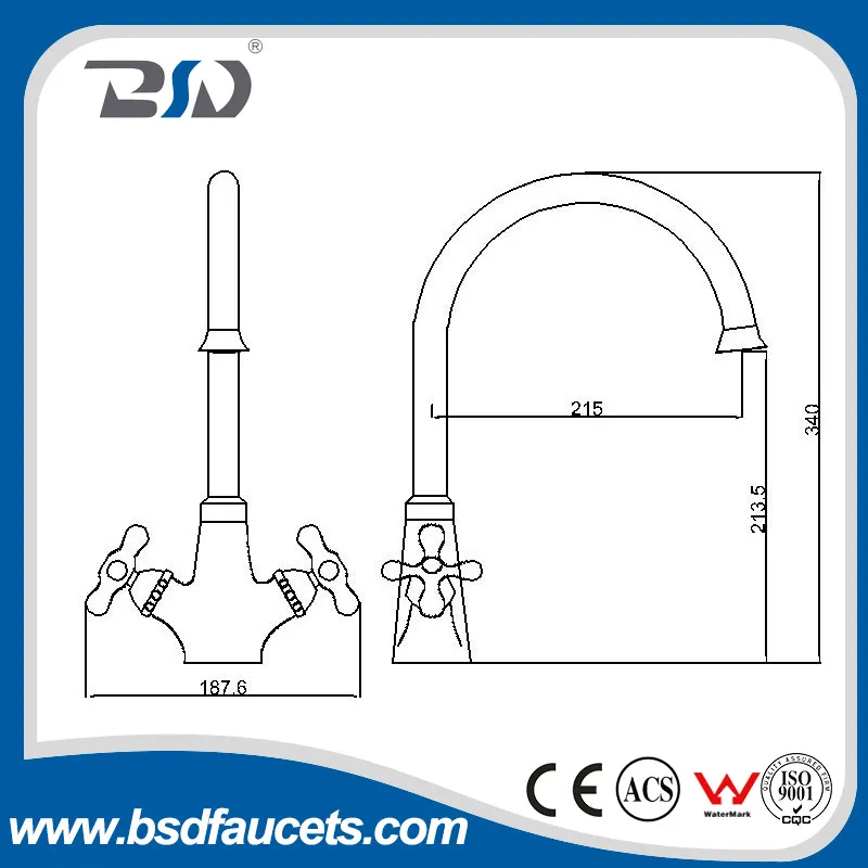 High Neck Brass Body Chrome Finished Sink Kitchen Mixer Faucet