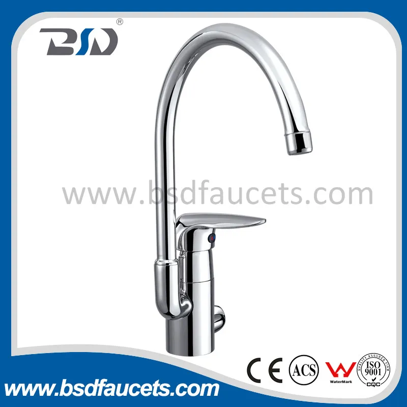 High Neck Ceramic Cartridge Sink Mixer Brass Chrome Kitchen Faucet