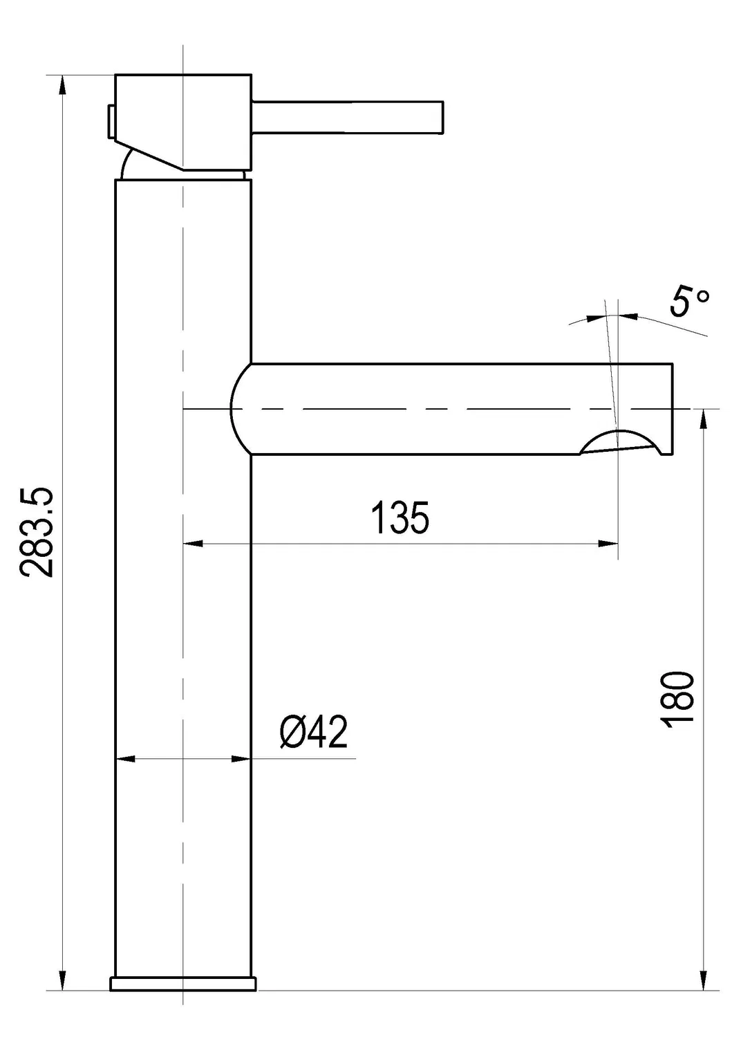High Neck Single Lever Brass Countertop Basin Faucet