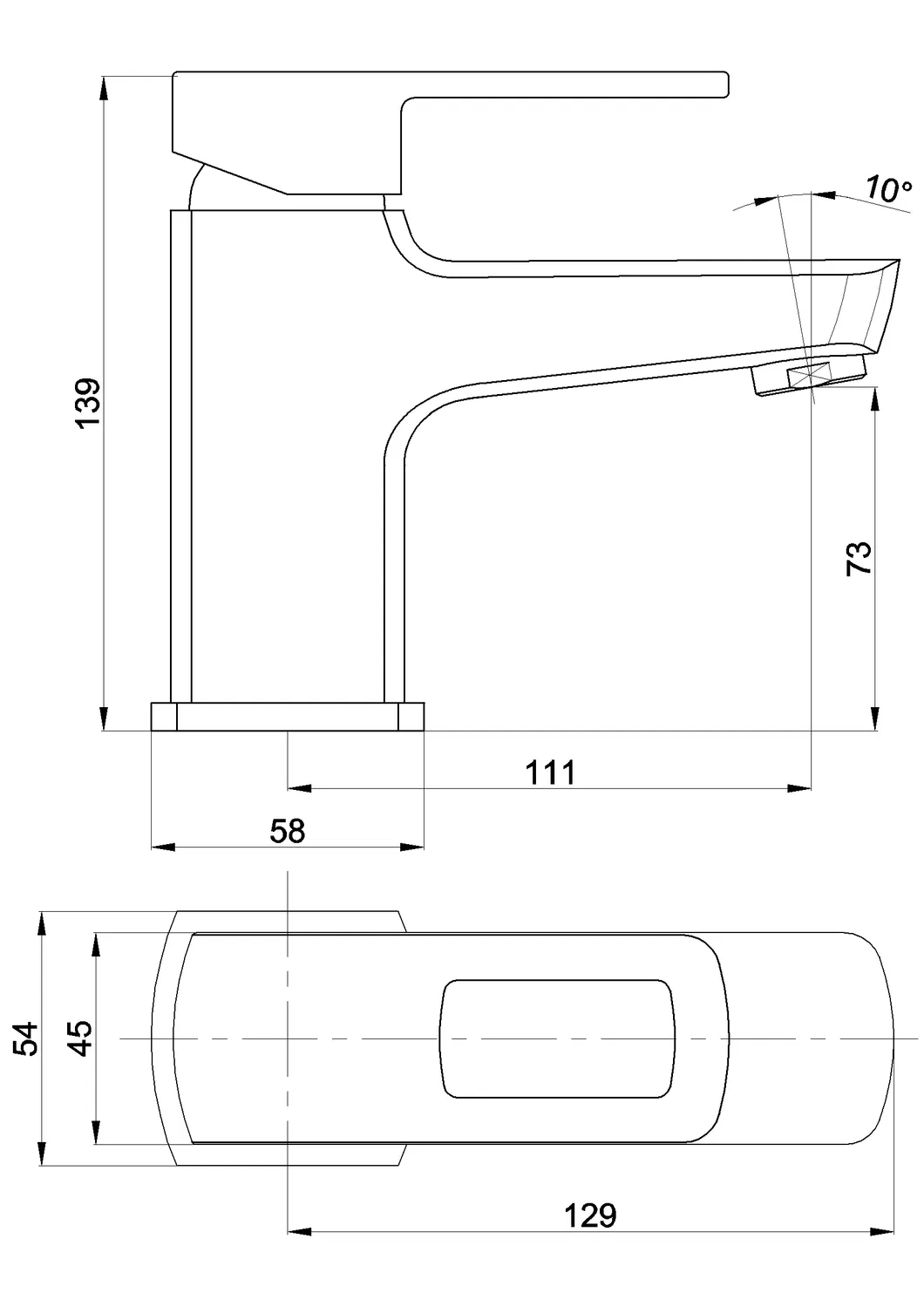 Hole Handle Single Hole Brass Basin Faucet