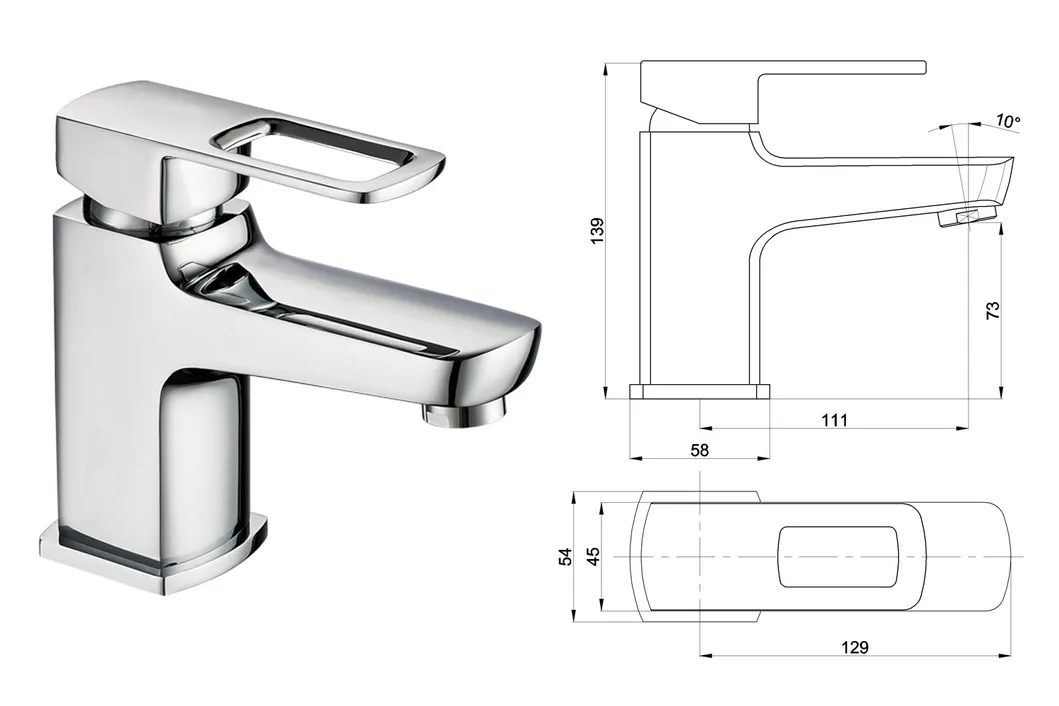 Household Copper Single Handle Mixer Chrome Small Basin Faucet