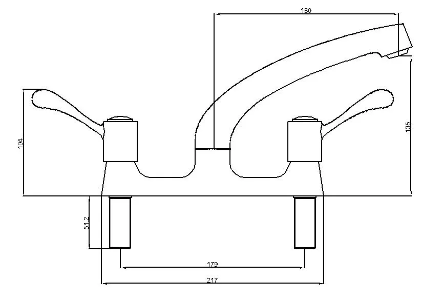 Lever Action Chrome Deck Mounted Sink Mixer Tap Kitchen Faucet