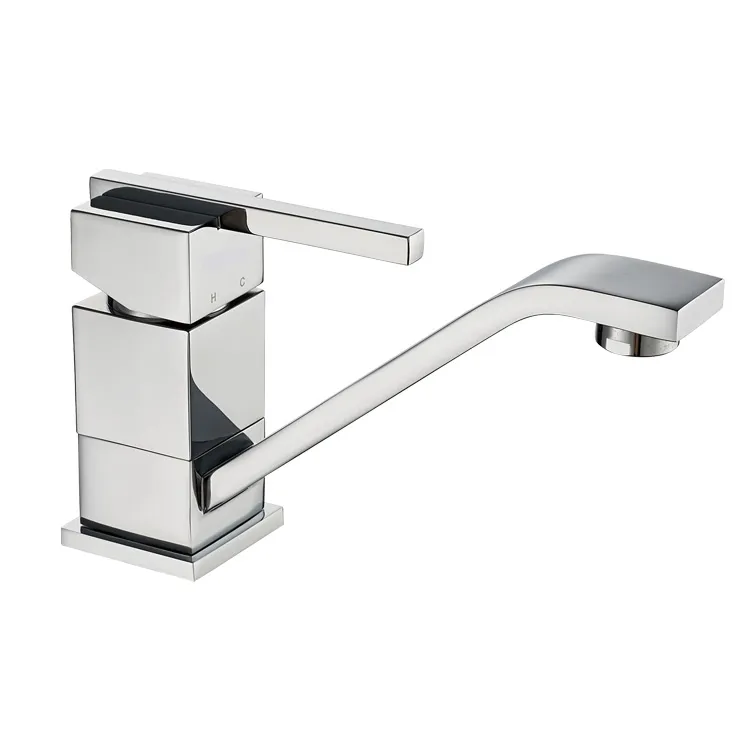 Lever Handle Chrome Brass Single Hole Kitchen Faucet