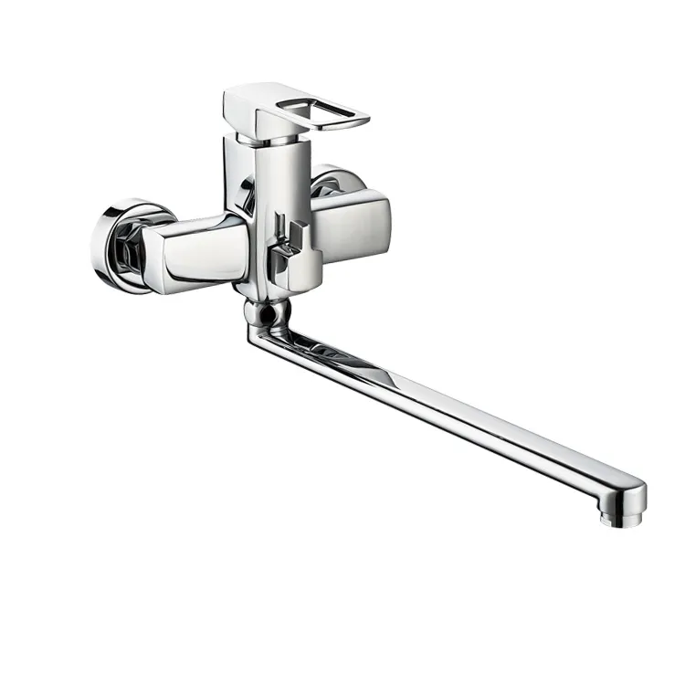 Long Spout Single Lever Chrome Shower Bath Mixer Faucet