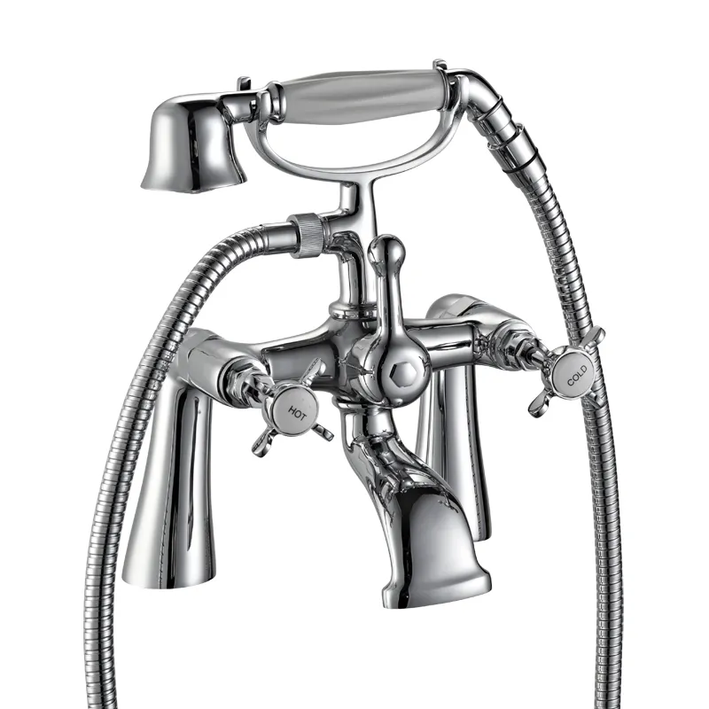 Luxury Brass Pillar Mounted Bath Shower Faucets