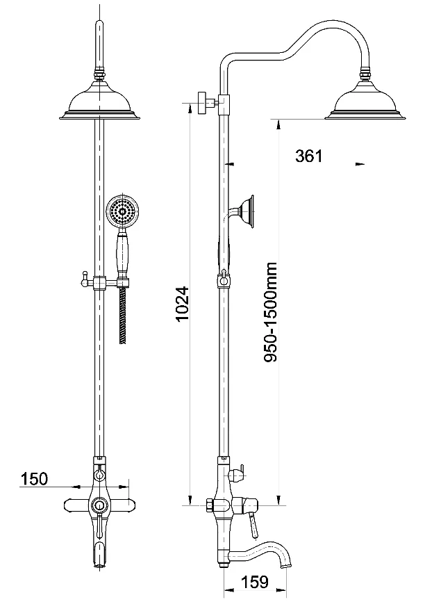 Luxury Brass Rain Shower Set with SUS304 Shower Head