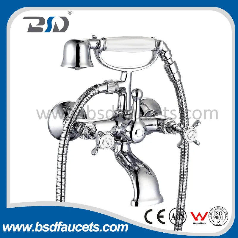 Luxury Two Handles Wall Mounted Brass Bath Shower Faucet Mixer