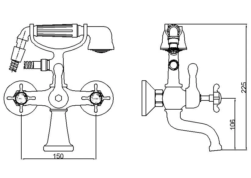 Luxury Two Handles Wall Mounted Brass Bath Shower Faucet Mixer