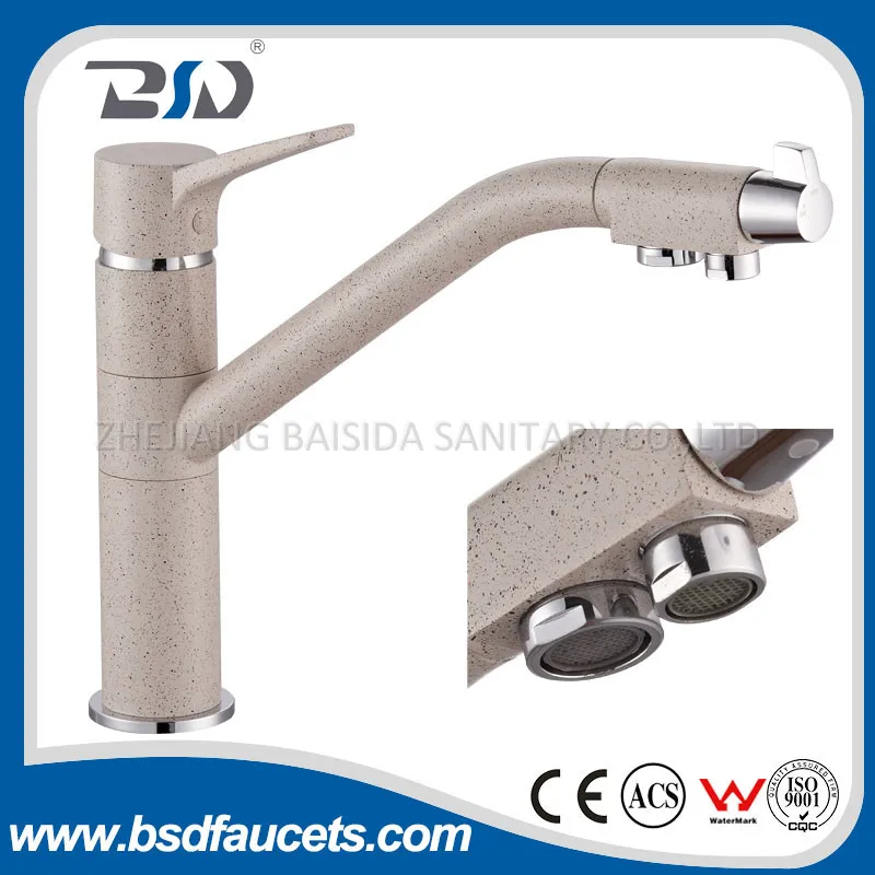 Marble Finish Brass Single Handle Three Way Kitchen Sink Mixer