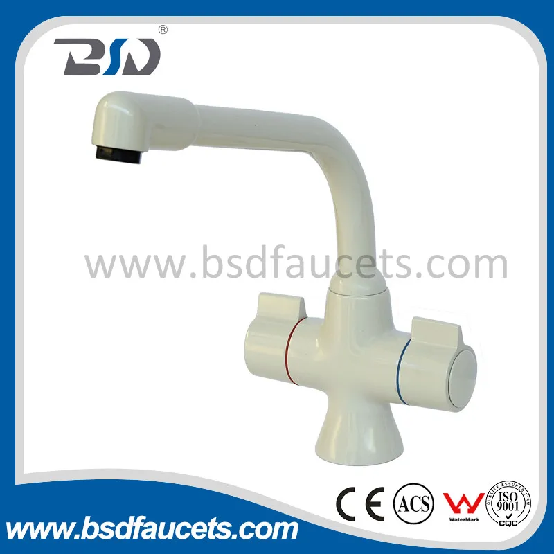 Modern Bathroom Kitchen Sink Mixer Tap White Chrome Kitchen Faucet