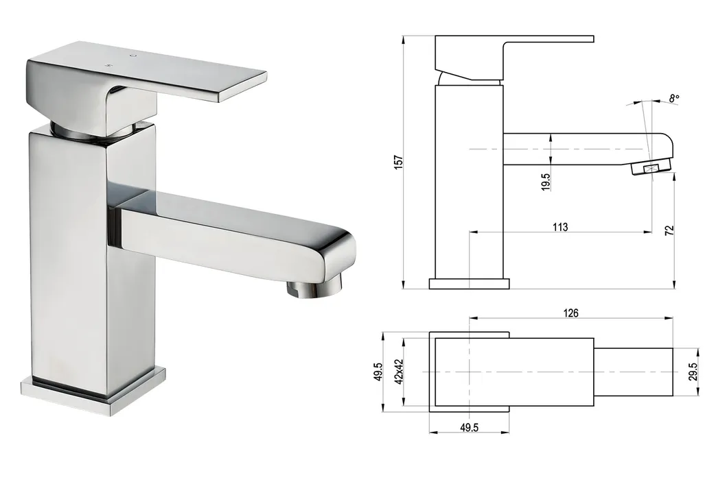 Modern Bathroom Sink Faucet Single Lever Brass Basin Mixer Tap