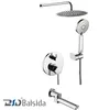 Modern Concealed Wall Mount Brass Round Rainfall Shower Faucet Set