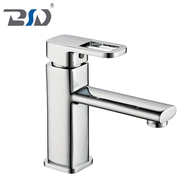 Modern Single Handle Deck Mounted Square Bathroom Basin Sink Faucet